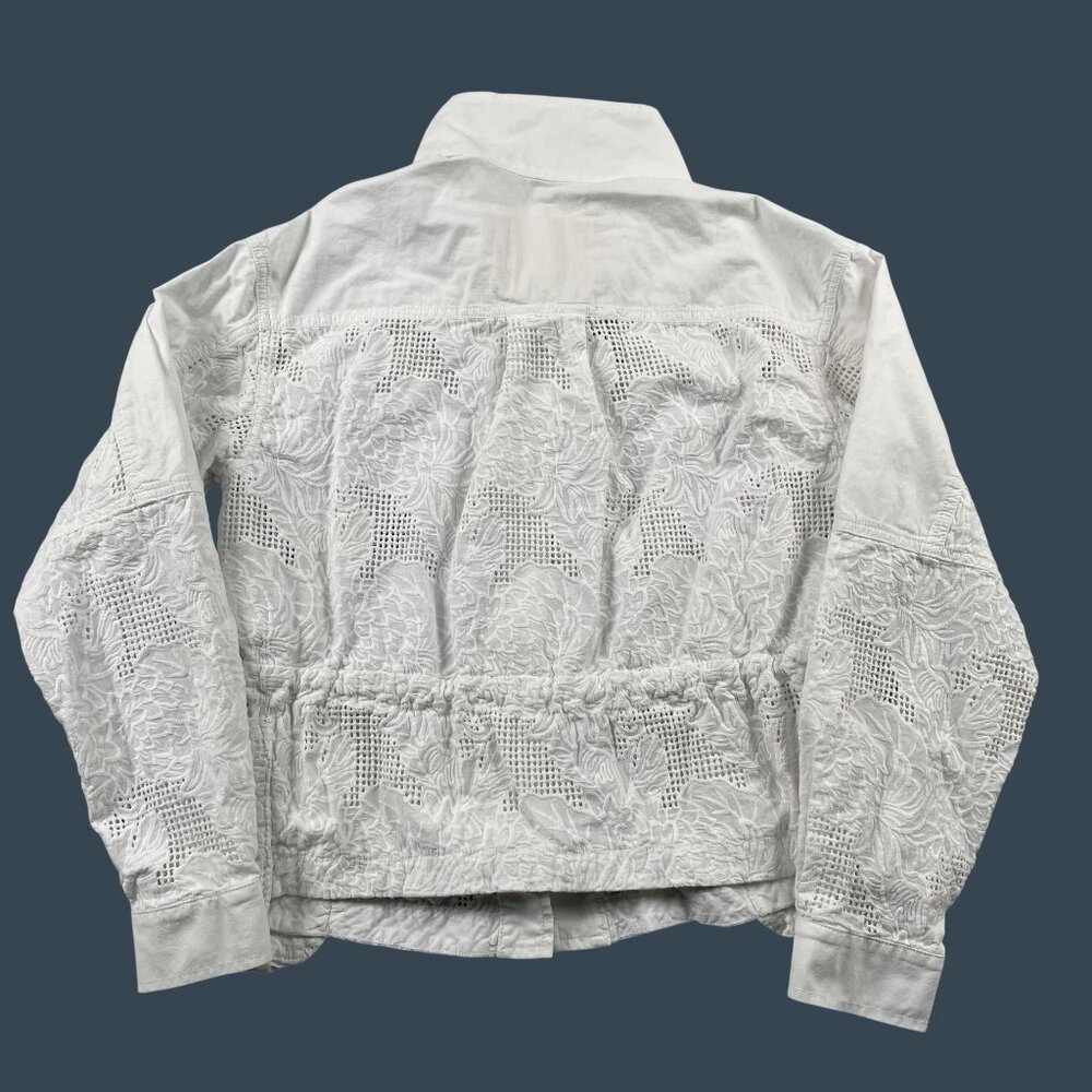 A by Anthropologie Anarok Button Down Womens Small White Eyelet Coat - Picture 3 of 8